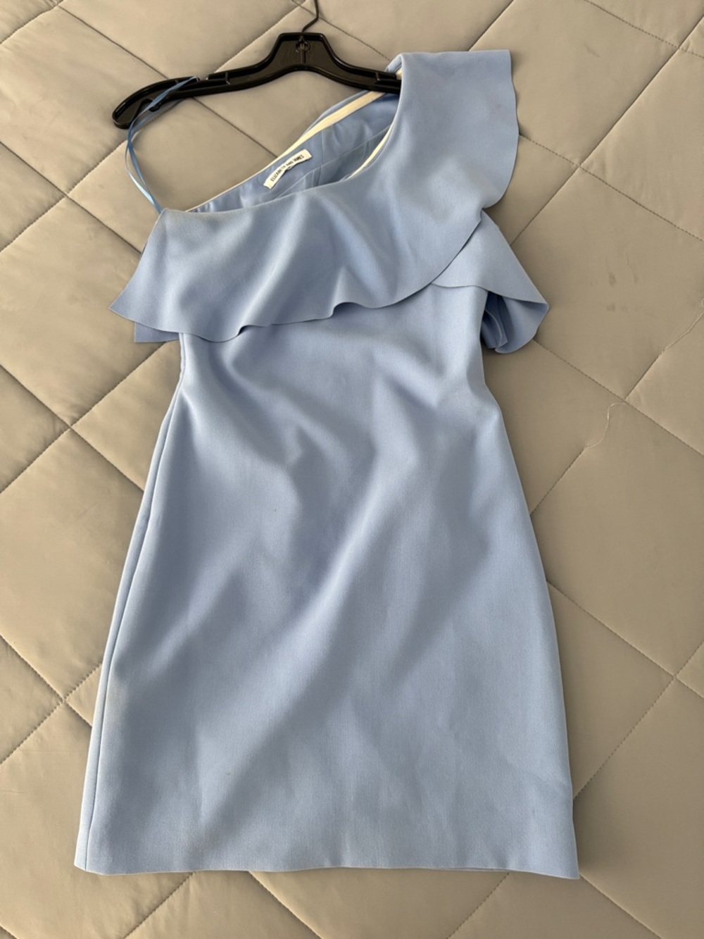 Elizabeth and James One-Shoulder Ruffle Dress in Dusty Blue